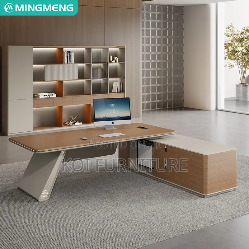 Office Desk : 1.6m Modern L-Shaped Executive Office Desk
