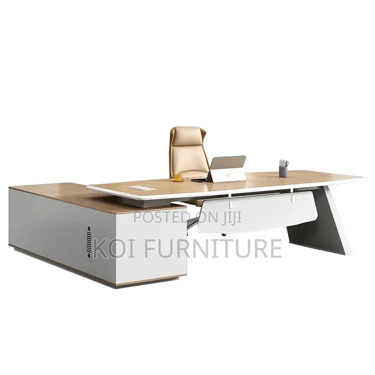 Office Desk : 1.6m Modern L-Shaped Executive Office Desk