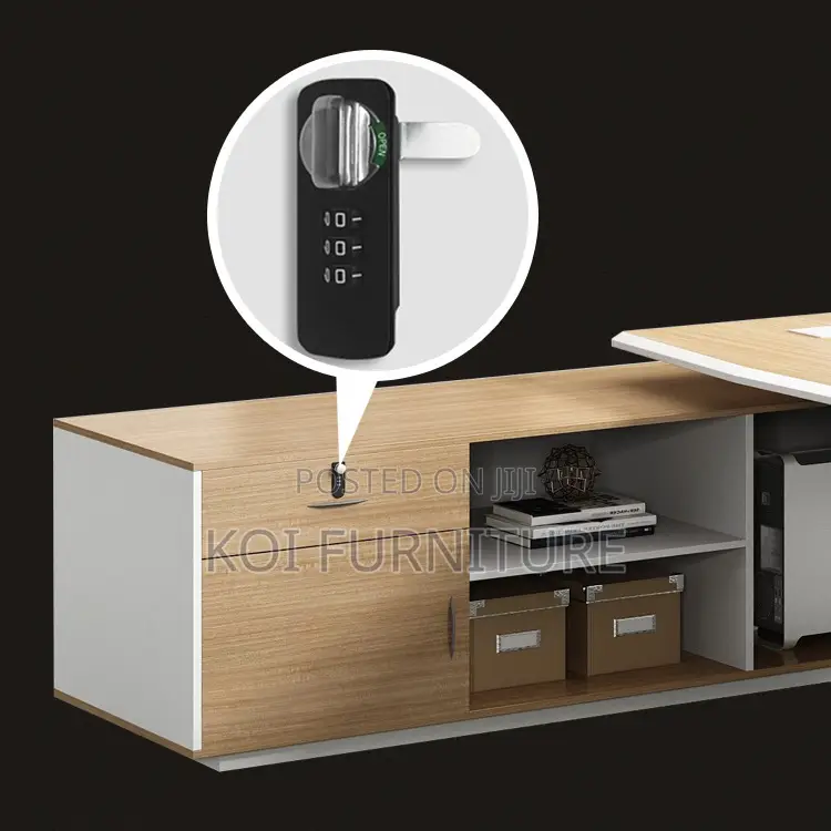 Office Desk : 1.6m Modern L-Shaped Executive Office Desk