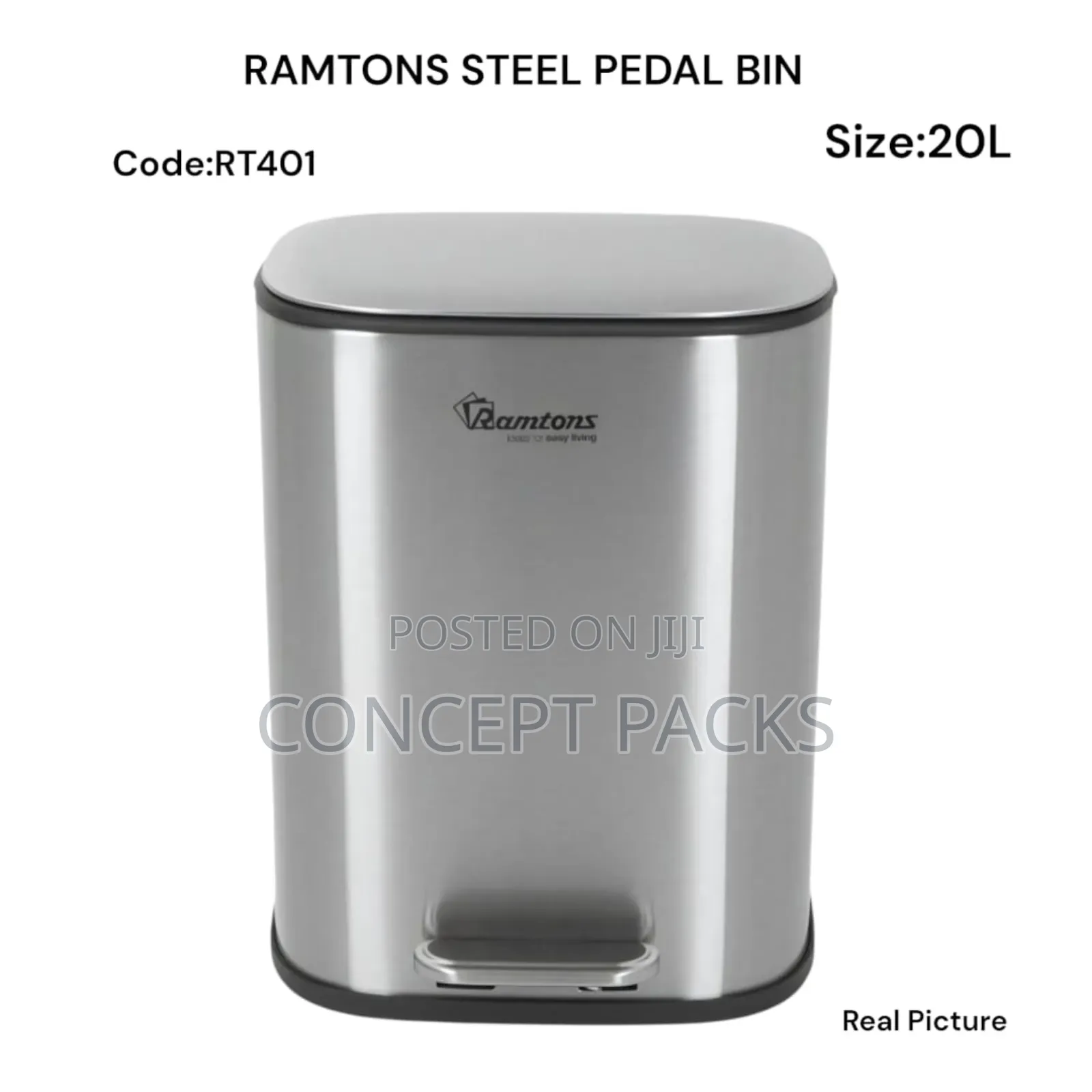 20l Ramtons Steel Pedal Bin