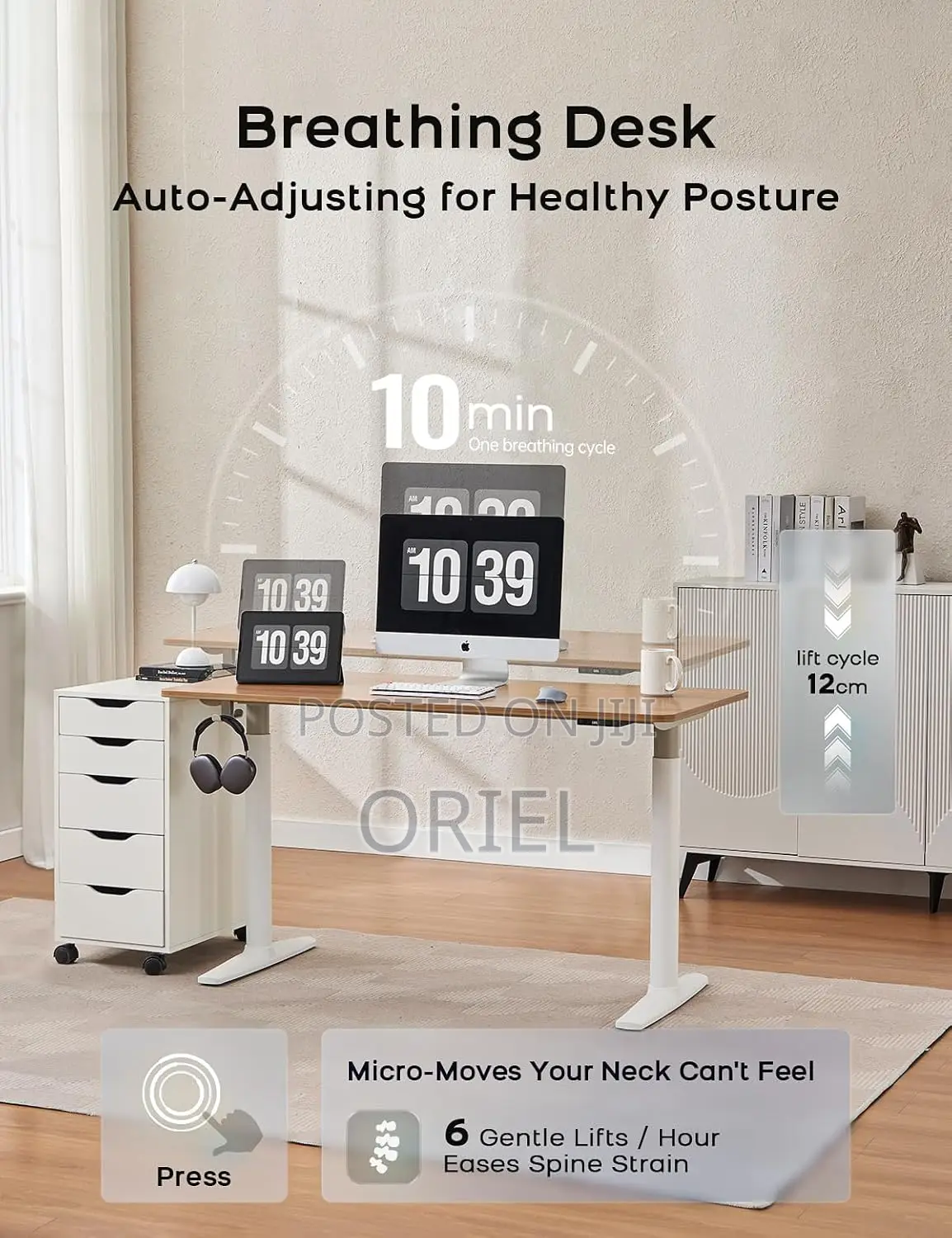 Modern Office Desk : 1.6m Height Adjustable Electric Desk