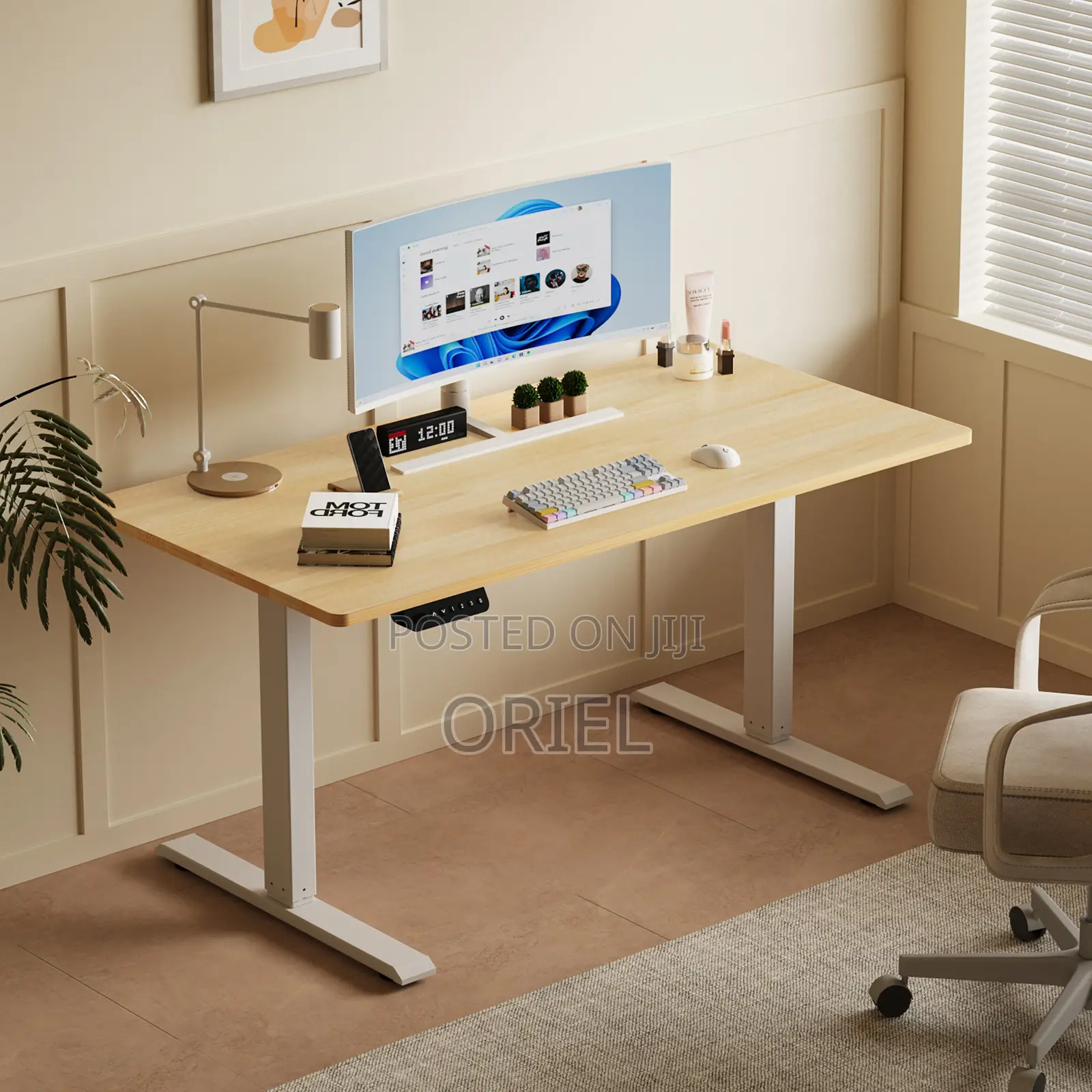 Modern Office Desk : 1.6m Height Adjustable Electric Desk