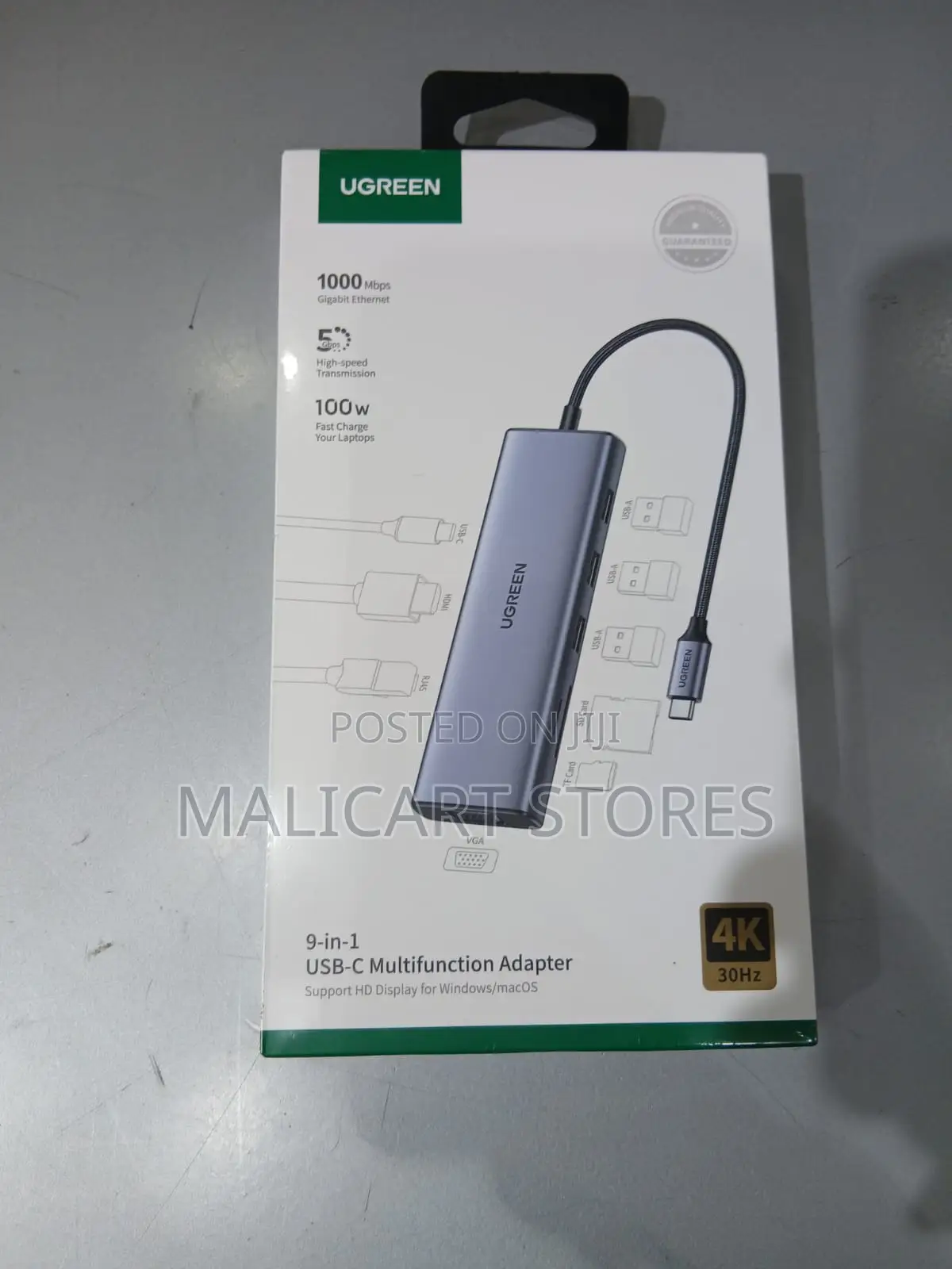 Ugreen Cm498 9 in 1 Usb C -3×Usb 3.0/Hdmi/Vga/Rj45 Gigabit