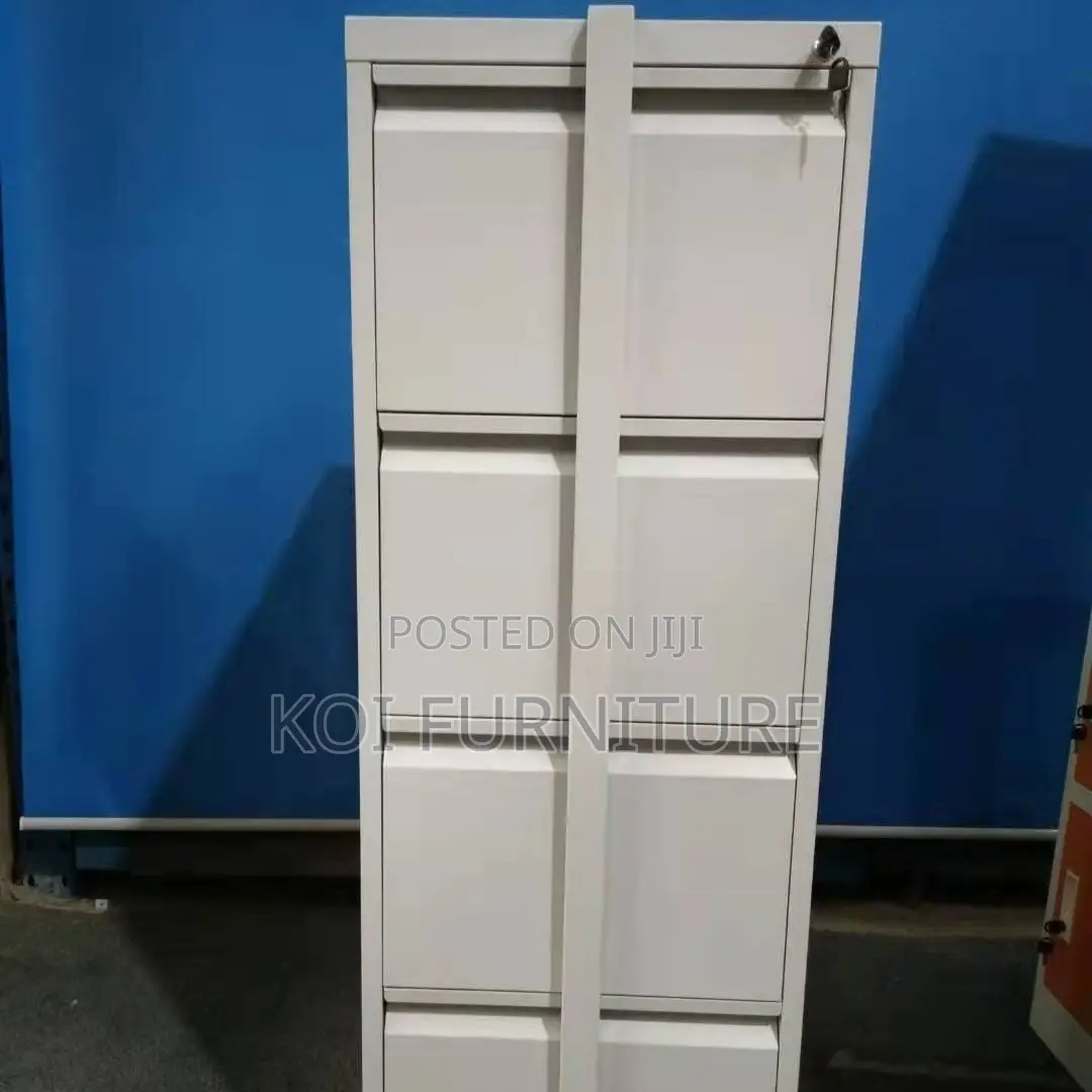 Office Cabinet; Four Lockers Gray Cabinet With Bar Lock