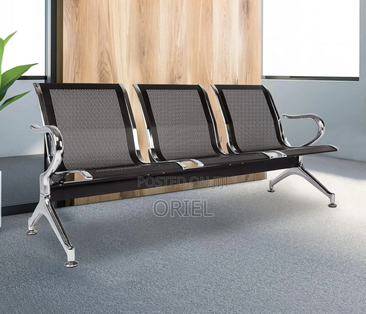 Modern Office Bench : 3-Seater Office Reception Waiting Bench
