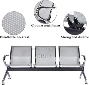 Modern Office Bench : 3-Seater Office Reception Waiting Bench