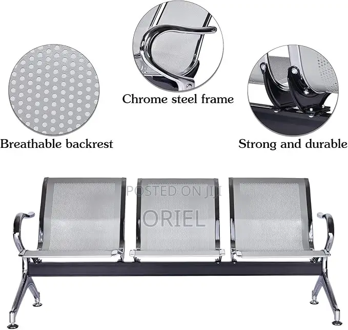 Modern Office Bench : 3-Seater Office Reception Waiting Bench