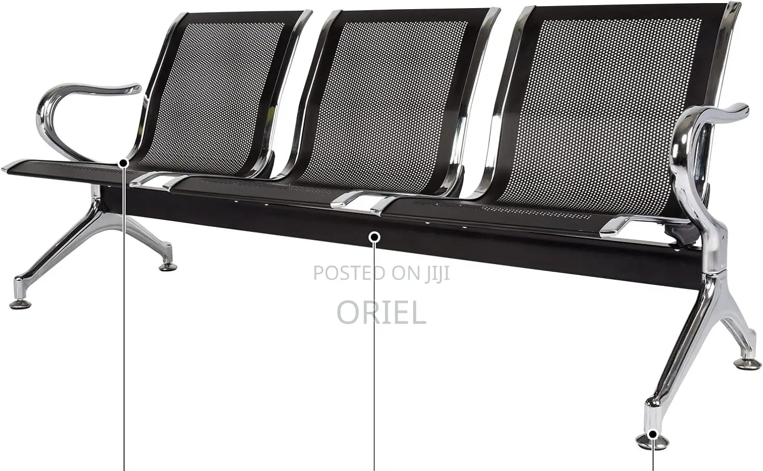 Modern Office Bench : 3-Seater Office Reception Waiting Bench