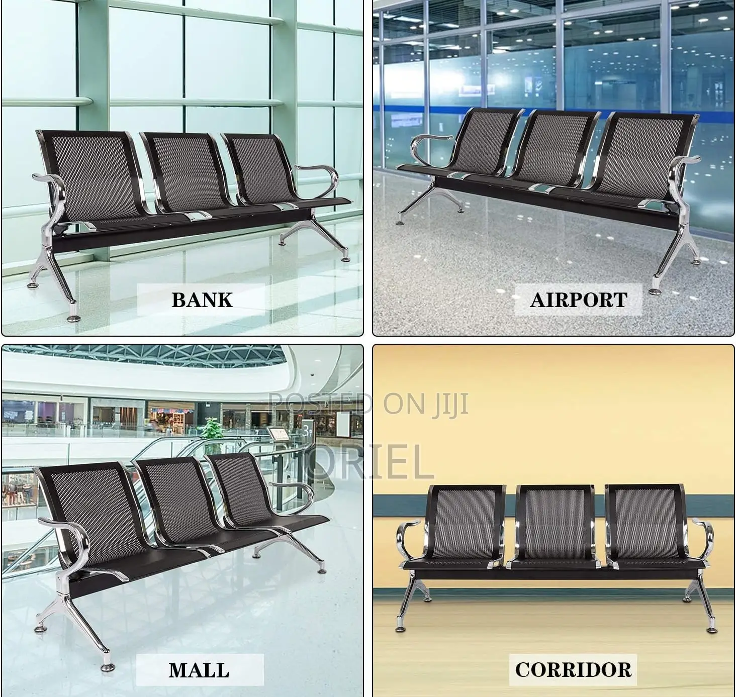 Modern Office Bench : 3-Seater Office Reception Waiting Bench