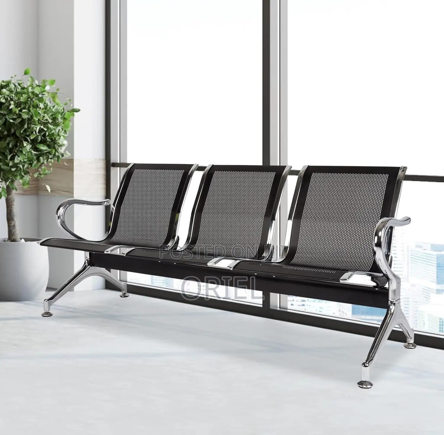 Modern Office Bench : 3-Seater Office Reception Waiting Bench