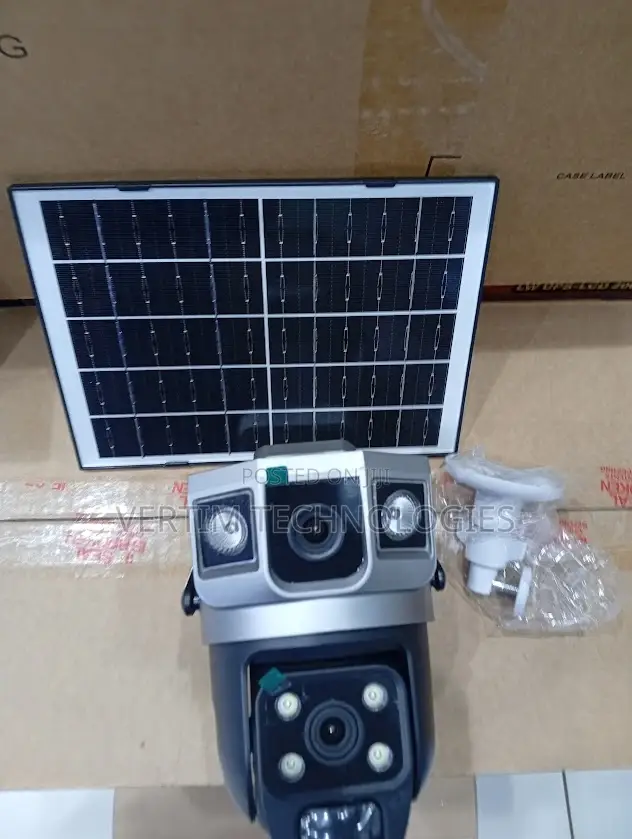 24/7 Night Vision 12mp 4g PTZ Rotating Dual Lens Solar CCTV Camera