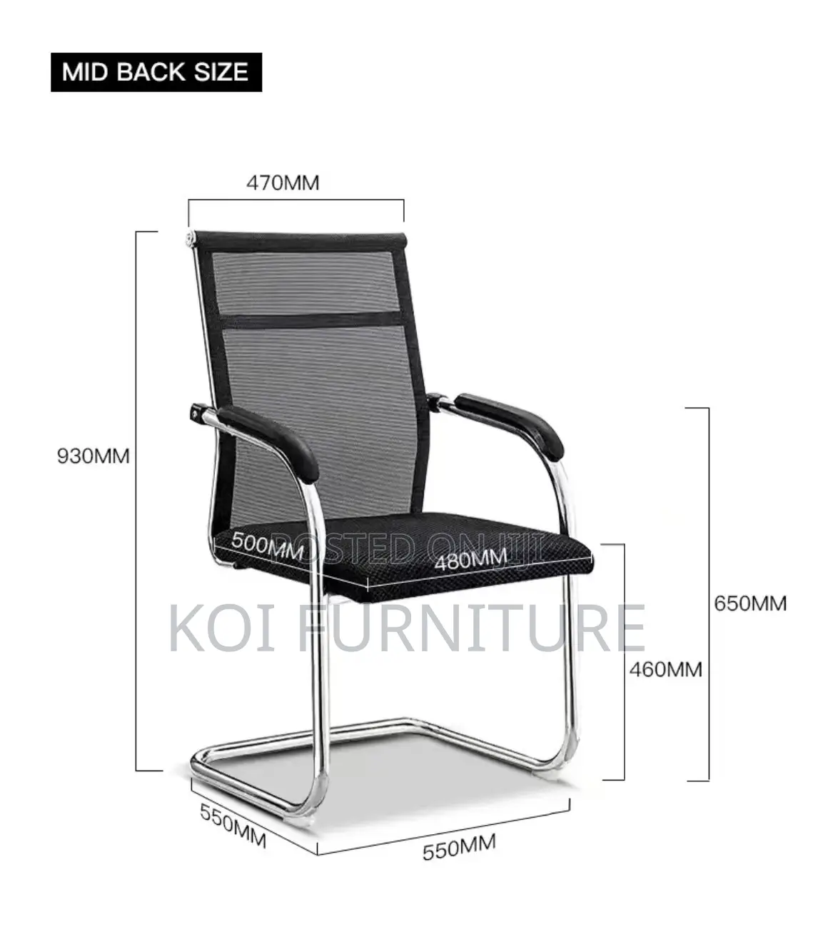 Office Chairs; Mesh Mid Backrest Office Visitors Welcoming Chair