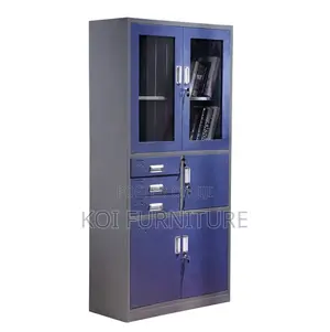 Office Cabinet; Blue Steel Executive Office Cabinet With Internal Safe