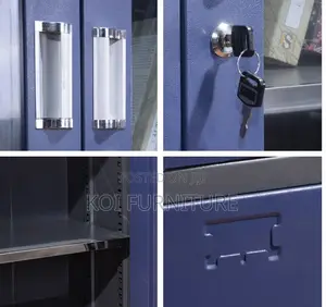 Office Cabinet; Blue Steel Executive Office Cabinet With Internal Safe