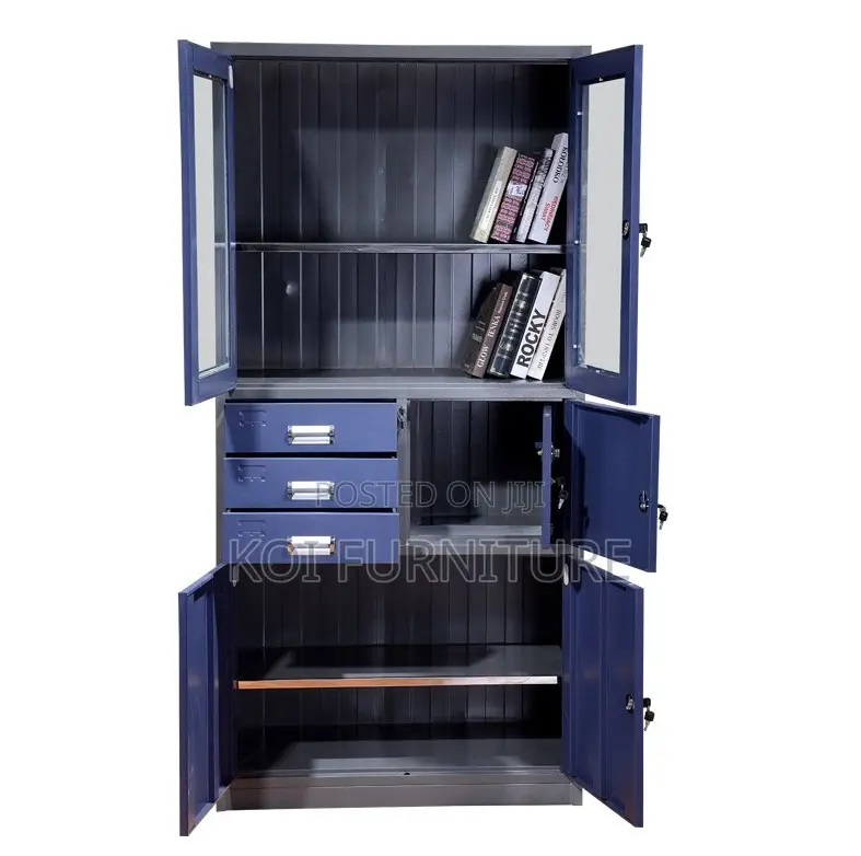 Office Cabinet; Blue Steel Executive Office Cabinet With Internal Safe