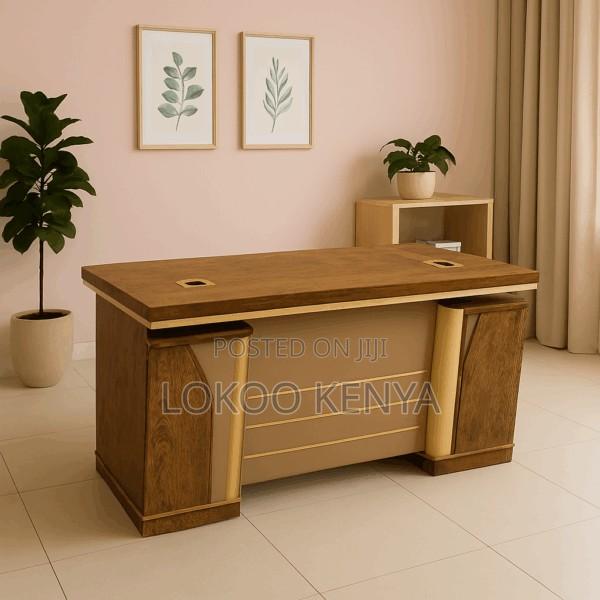 Office Desk; 1.4 M Executive-Brown Home Office Work Desk - thumbnail 2