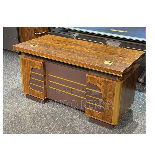 Office Desk; 1.4 M Executive-Brown Home Office Work Desk - thumbnail 5