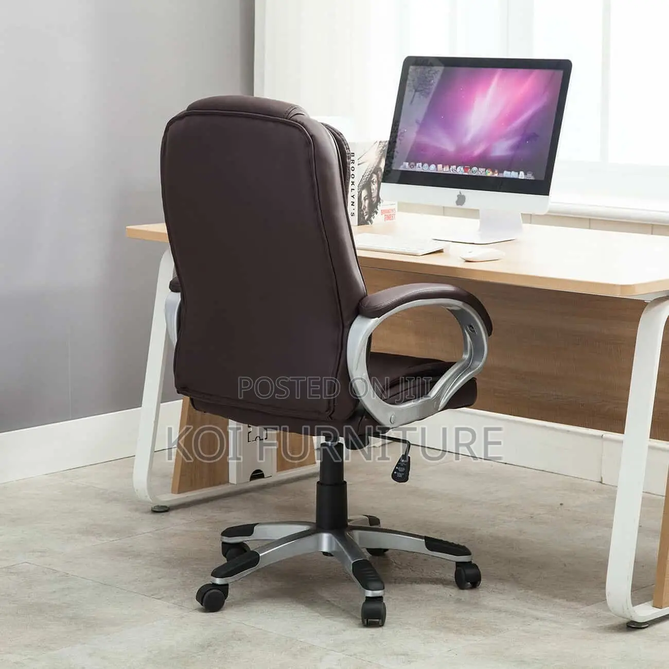 Office Chair; High Back Leather Reclining Ergonomic Seat