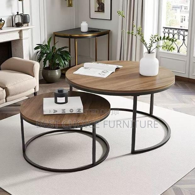 Coffee Tables; Stylish Brown Overlapping Coffee Table Set - thumbnail 4