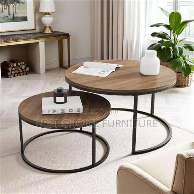 Coffee Tables; Stylish Brown Overlapping Coffee Table Set - thumbnail 5