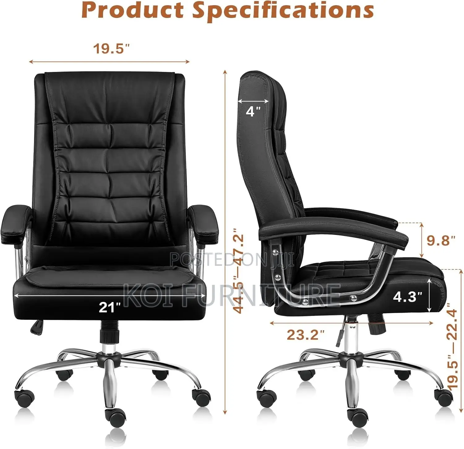 Office Chair; Leather Reclining Strong High Back Chairs
