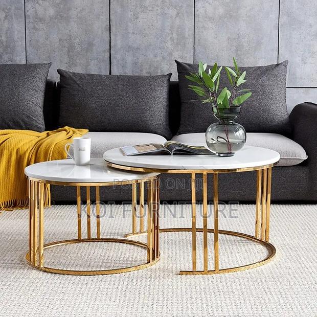 Coffee Table; Marble Round Dual Coffee Table - main view