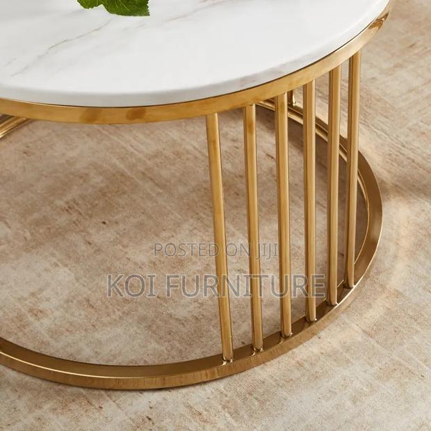 Coffee Table; Marble Round Dual Coffee Table - thumbnail 4