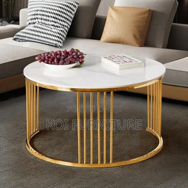 Coffee Table; Marble Round Dual Coffee Table - thumbnail 5