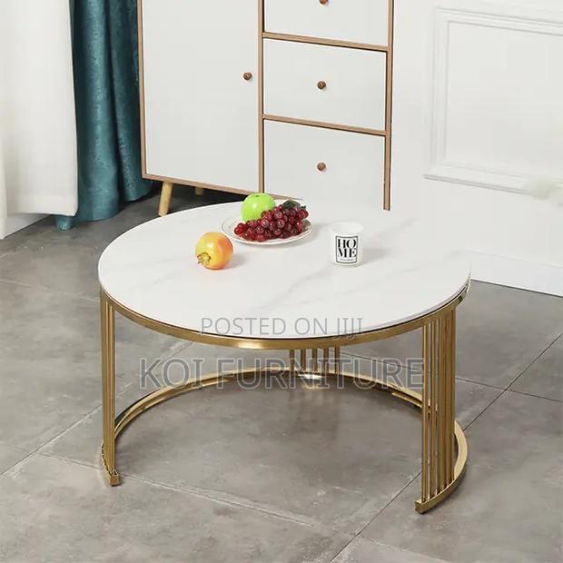 Coffee Table; Marble Round Dual Coffee Table - thumbnail 6