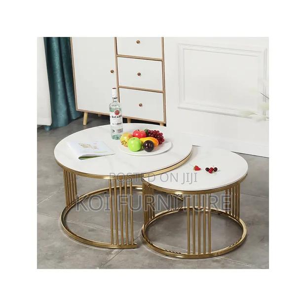 Coffee Table; Marble Round Dual Coffee Table - thumbnail 7