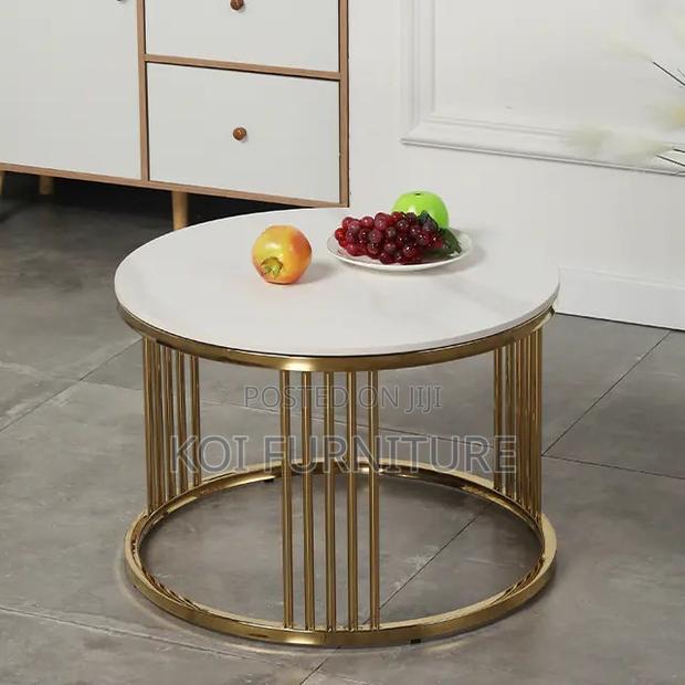 Coffee Table; Marble Round Dual Coffee Table - thumbnail 8