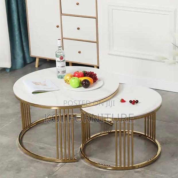 Coffee Table; Marble Round Dual Coffee Table - thumbnail 9