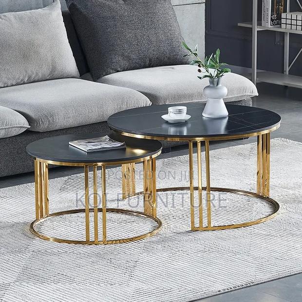 Coffee Table; Marble Round Dual Coffee Table - thumbnail 11