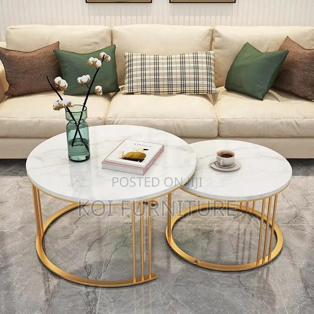 Coffee Table; Marble Round Dual Coffee Table - thumbnail 10