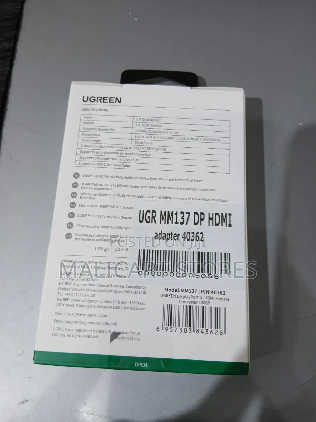 Ugreen Mm137 Dp Male to Hdmi Female Converter(1080p)