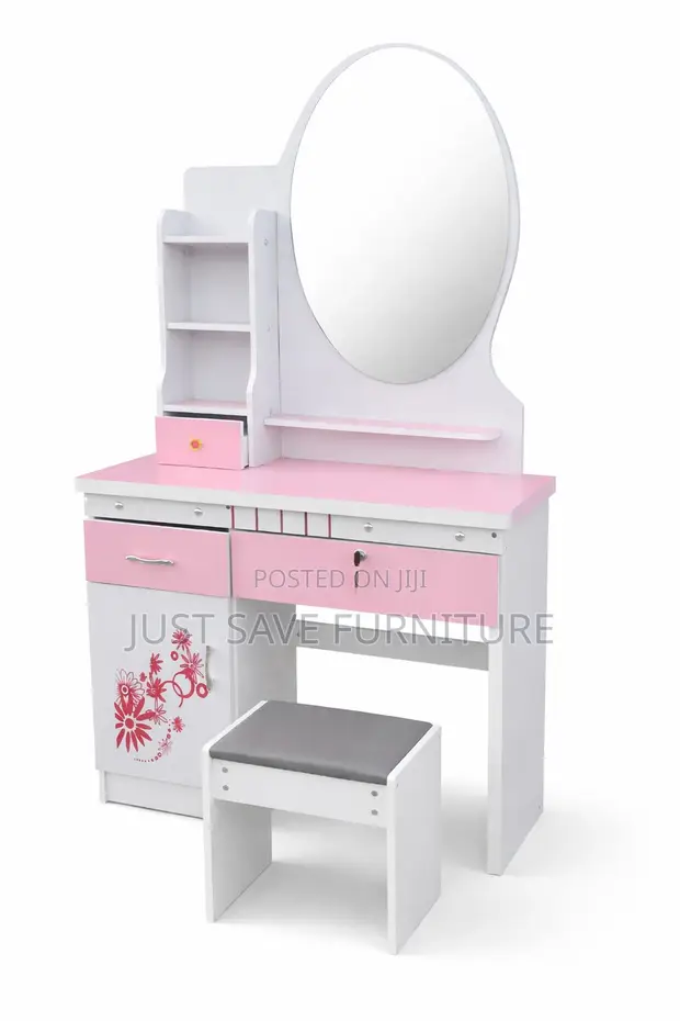 strapless open back dress Pink Dressing Table, Mirror, Stool Set main image 1