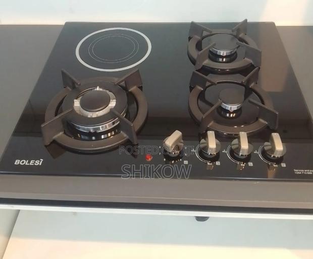 Bolesi Hob 3+1gas Sensor and Wok Burner Inbuilt Glass Tampared Gas Hod
