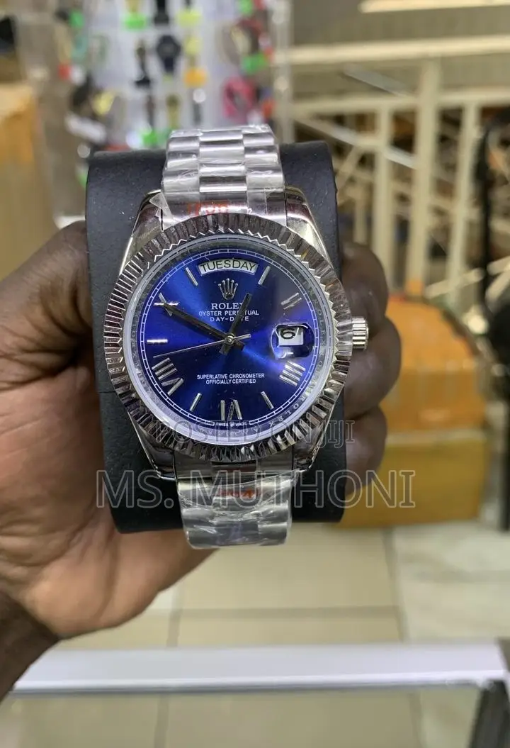 Silver Rolex Day-Date 40 Blue Dial