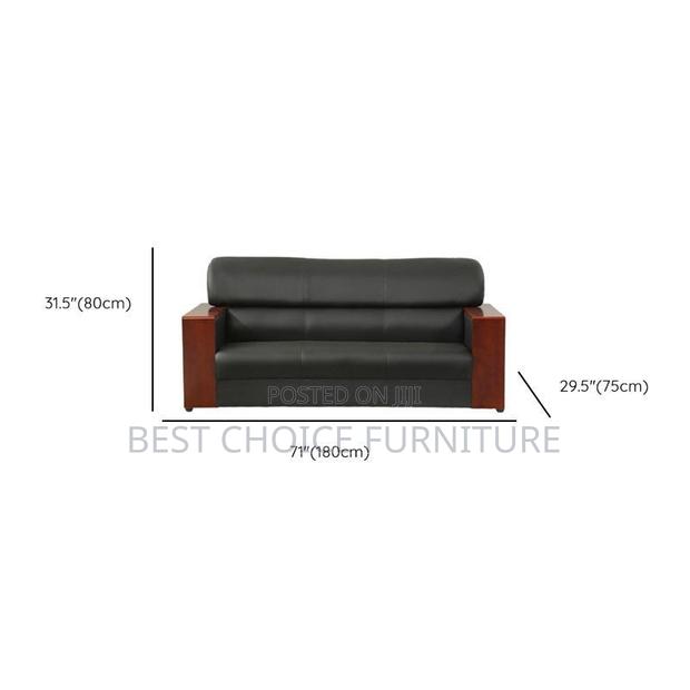 Office Sofa Sets; Premium 5-Seater Black Leather Office Couch - thumbnail 2