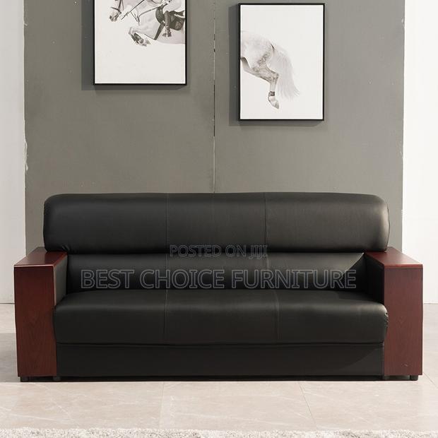 Office Sofa Sets; Premium 5-Seater Black Leather Office Couch - thumbnail 6