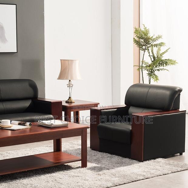 Office Sofa Sets; Premium 5-Seater Black Leather Office Couch - thumbnail 8