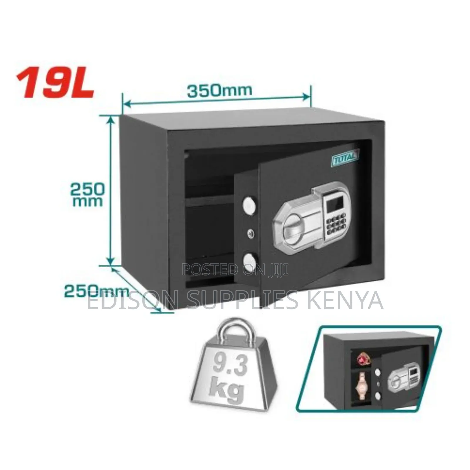 Safe Box Total Electronic Safe 19 L Digital Lock Security Cash Money