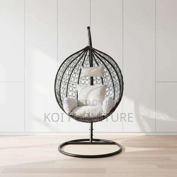 Home Chairs; Rattan Leather Hanging Hammock Chair - thumbnail 2