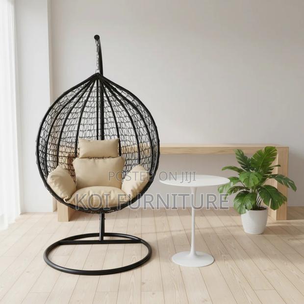 Home Chairs; Rattan Leather Hanging Hammock Chair - thumbnail 5