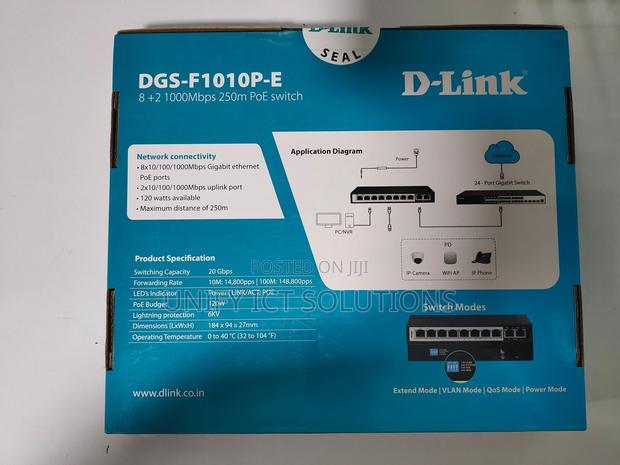 Dlink DGS-F1010p-E 250m 10-Port 1000mbps Switch With 8 Poe Ports