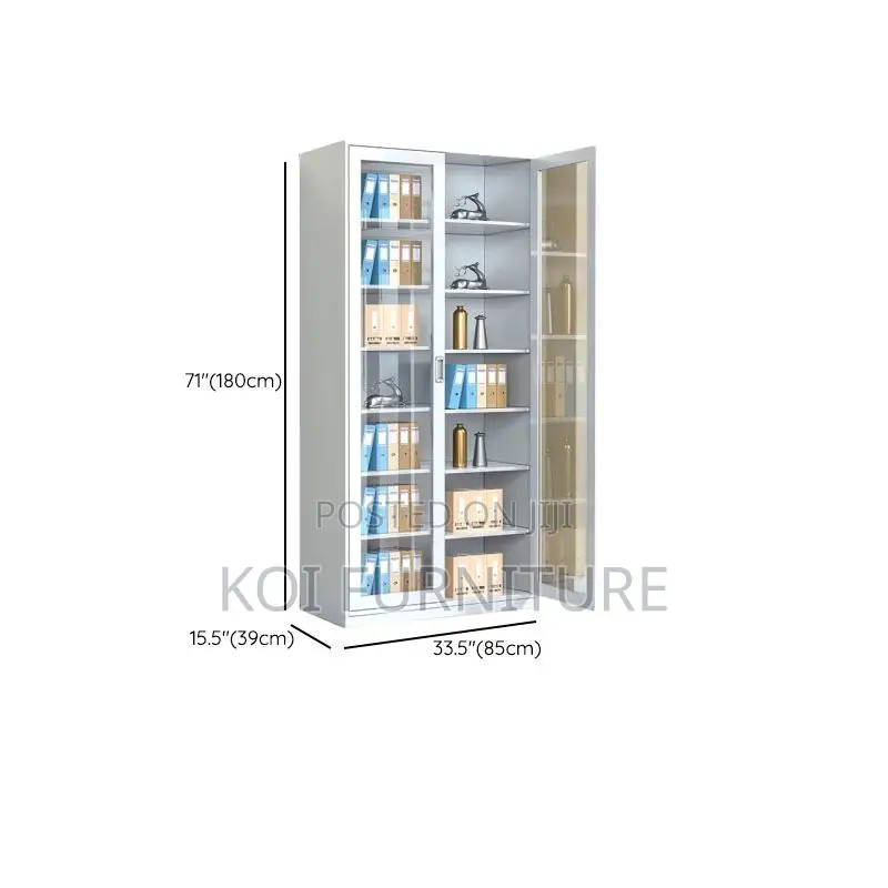 Office Cabinet; Two Doors Cabinet With Glass Front View