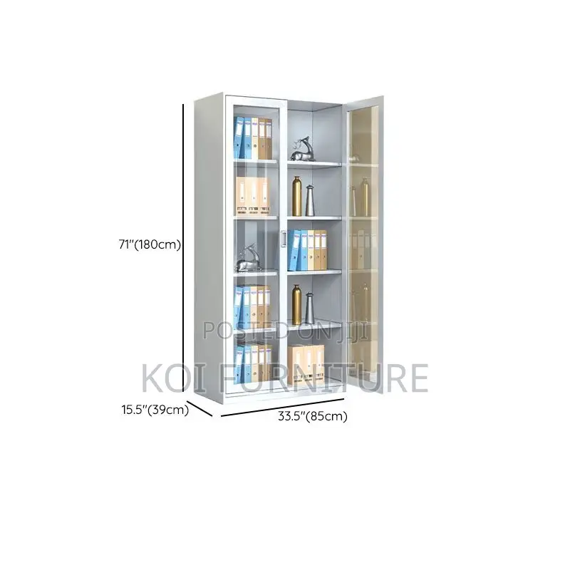 Office Cabinet; Two Doors Cabinet With Glass Front View