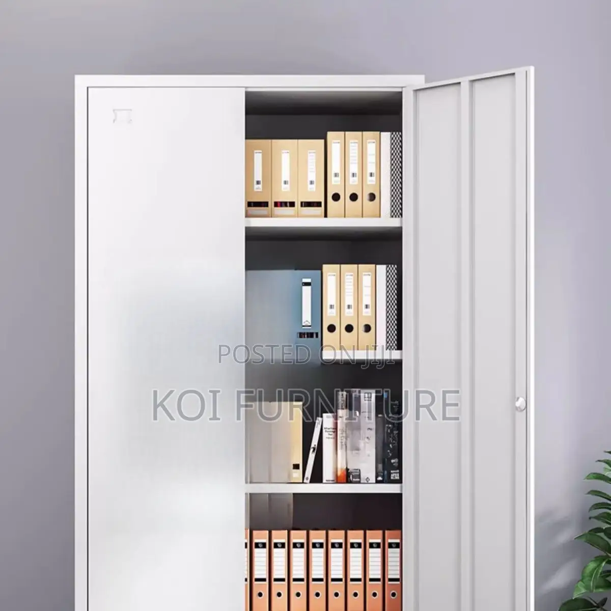 Office Cabinet; Two Doors Cabinet With Glass Front View