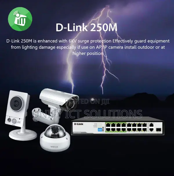 D-Link Des-F1016p-E 16-Port Fast Ethernet Unmanaged Long Range 250m