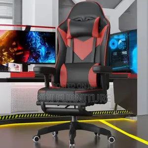 Office Chair; Navy Red Gaming Chair With Pillow